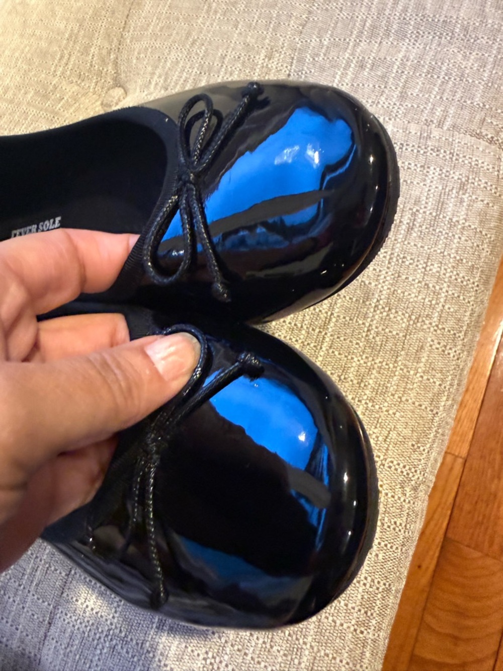 Black Patent Ballet Flats with Bow
